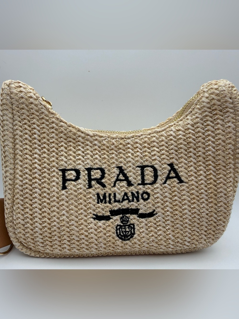 Source Unknown Prada Milano Beige Woven Crossbody Bag with Pouch - Picture 3 of 6
